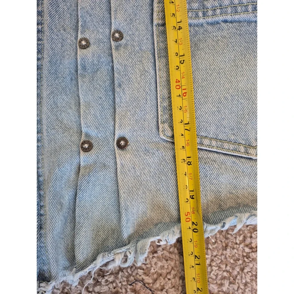 Free People Jasmine Denim Jacket Light Cropped Raw Hem Blue Size Small - Picture 8 of 9